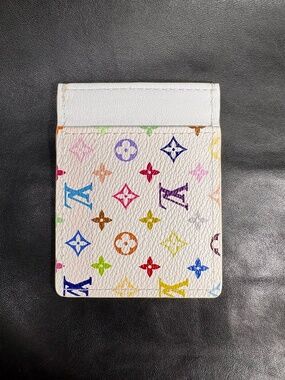 White Multicolor Monogram Canvas/Lambskin Leather Card Case Card Holder